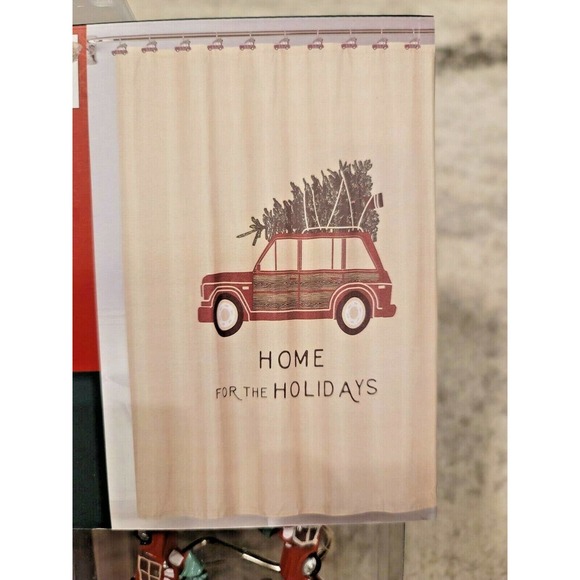 NEW Holiday Woodlands Christmas - Woody With Tree - Shower Curtain and Hooks - Picture 5 of 6